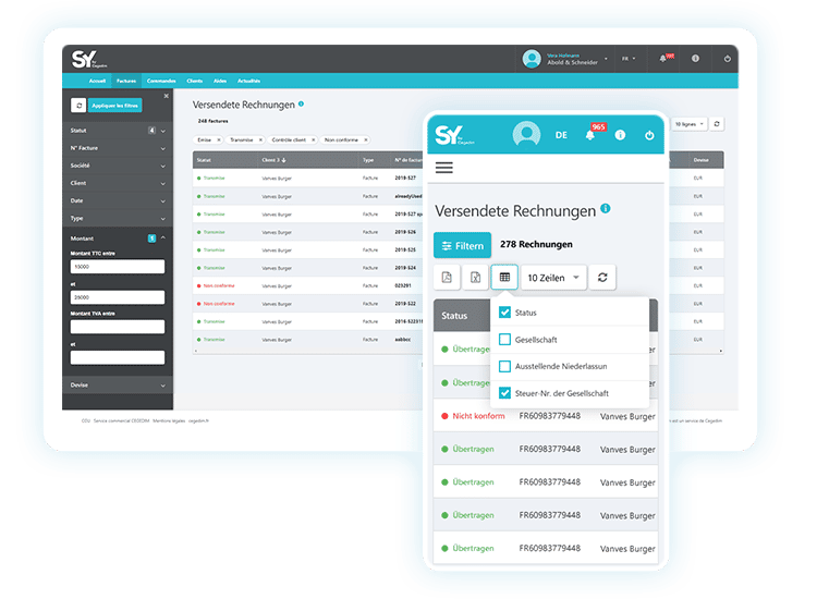 SY Business - Screenshot - Liste versendeter Rechnungen