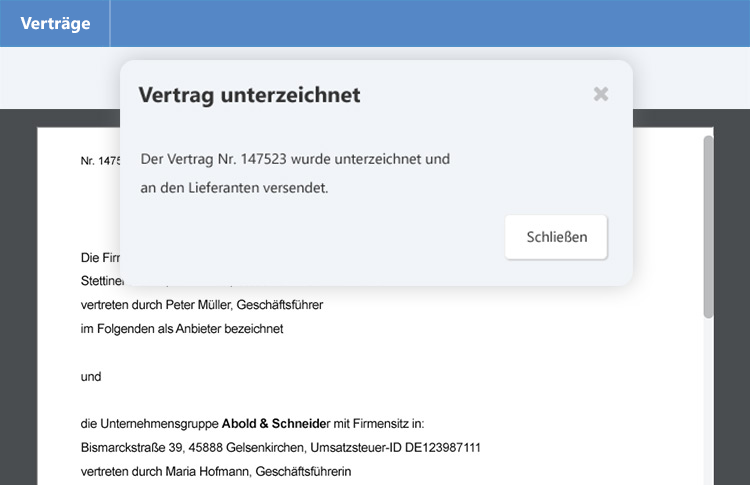 SY Business - Screenshot - E-Signatur für Verträge